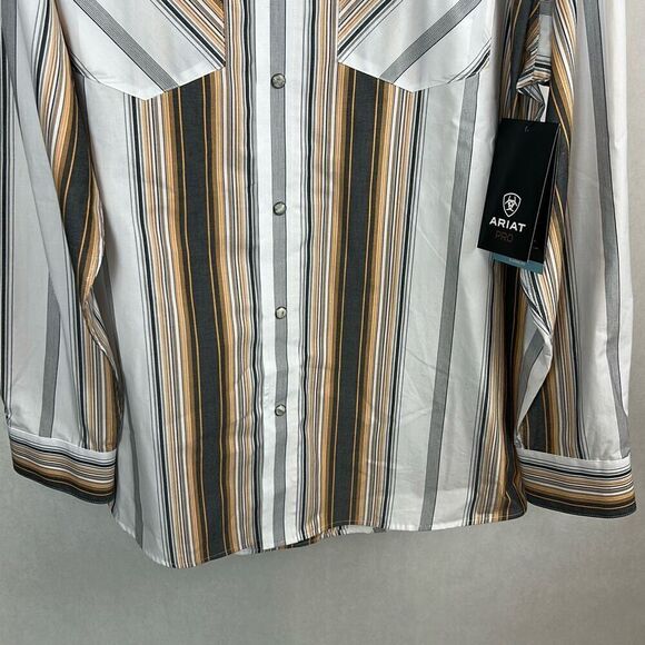 NEW Ariat Pro Series Shirt Snap Button Front Men’s Size Large Long Sleeve Stripe - Picture 3 of 10